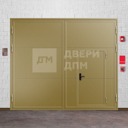 Огнестойкие ворота с распашным механизмом и калиткой ВПМ-15
